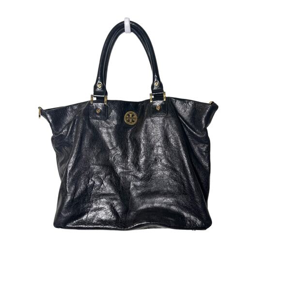 Tory Burch Large Black Soft Leather Tote 11"x 15" Great Condition - Picture 1 of 5